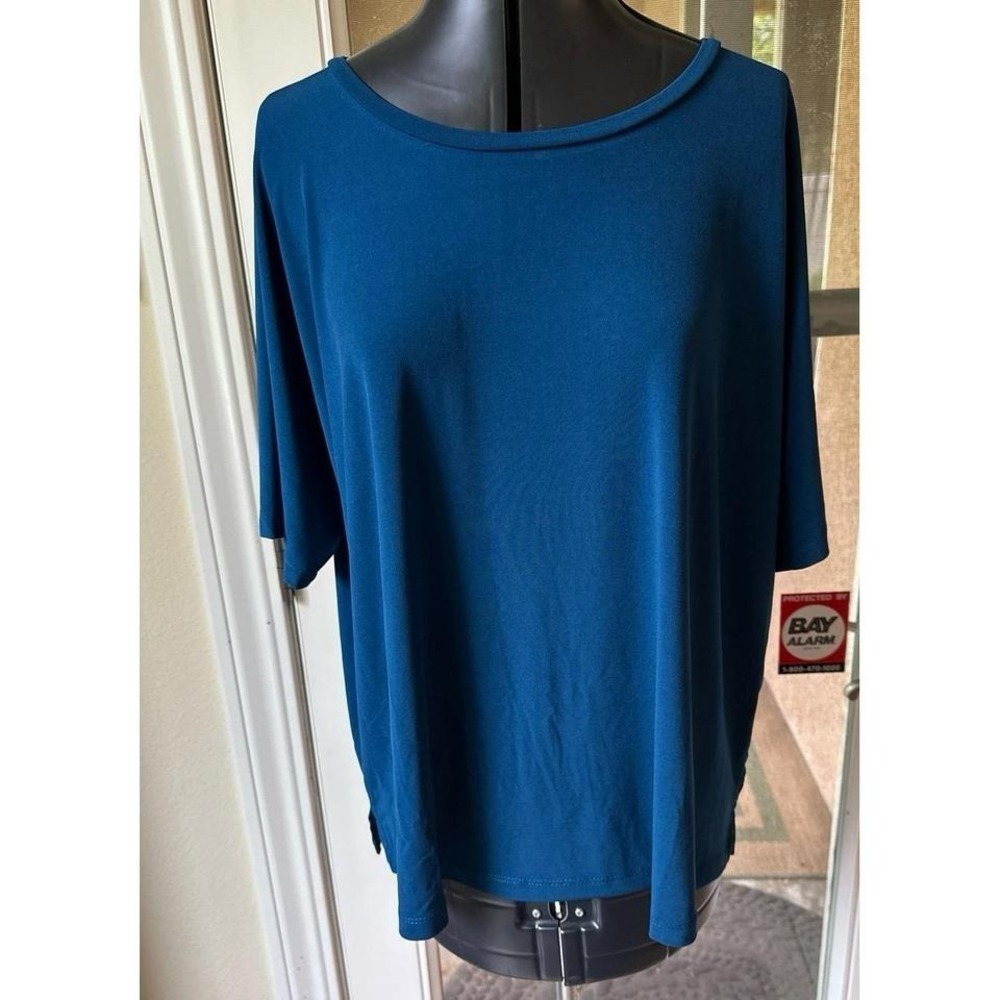 Susan Graver Modern Essential‎ Shirt, Blue, Size Women's Large